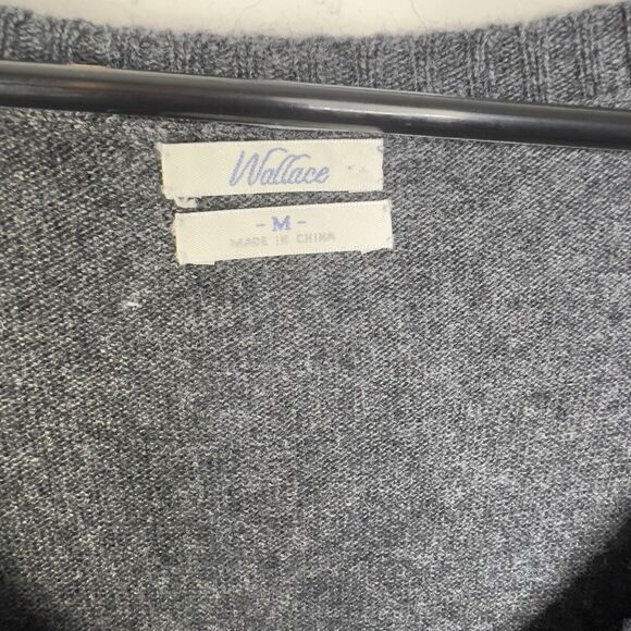 Wallace Gray V-Neck Lambswool Cashmere Angora Short Sleeve Sweater Dress Sz M - Picture 3 of 6